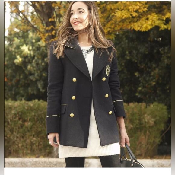 ZARA NAUTICAL BREASTED COAT JACKET NWT size M - Picture 5 of 13